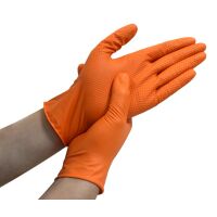 Golden Diamond Grip Nitrile Disposable Glove Orange - M