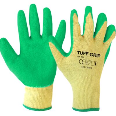 TufGrip Carded Latex Grip Glove Green - M