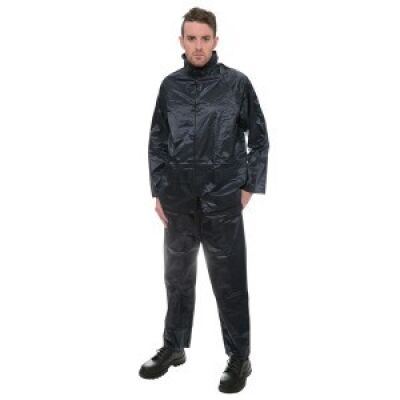 Nylon PVC Waterproof Rainsuit Navy - XXL