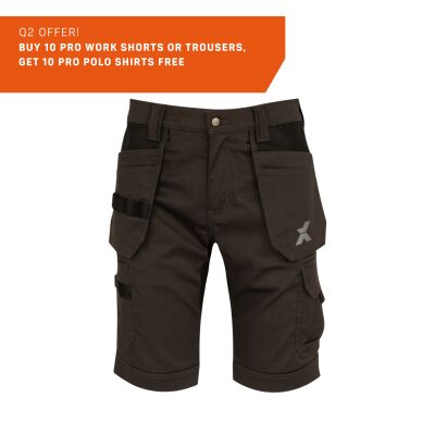 Xpert Pro Stretch+ Holster Pocket Work Shorts Grey/Black - 36S