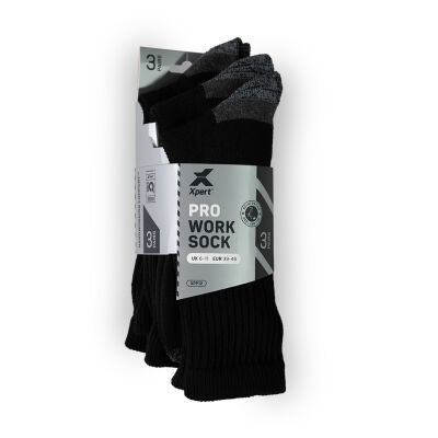 Xpert Pro Active Work Sock 3 Pack Black