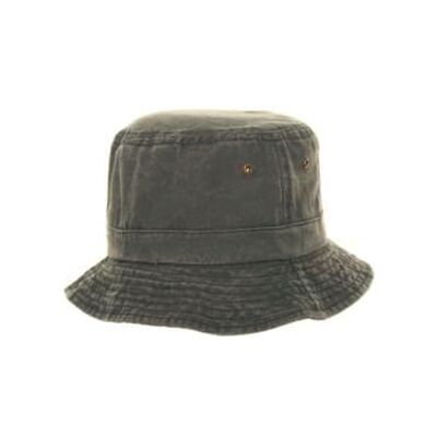 Washed Relaxed Bush Hat With Eyelets Grey