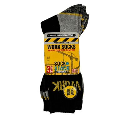 Premium Quality Work Sock 3 Pack Black