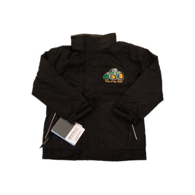 Regatta Dover Kids Jacket with King of the Field Logo Black/Green - Age 11-12 Years