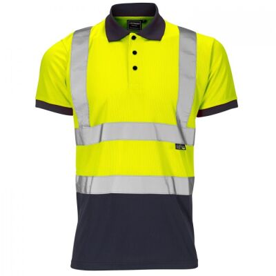 Hi-Vis Reflective 2-Tone Polo Shirt Yellow/Navy - 3XL