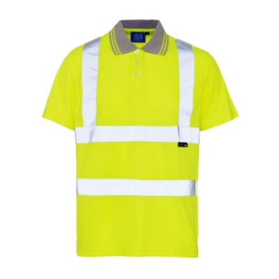 Hi-Vis Reflective Polo Shirt Yellow - S