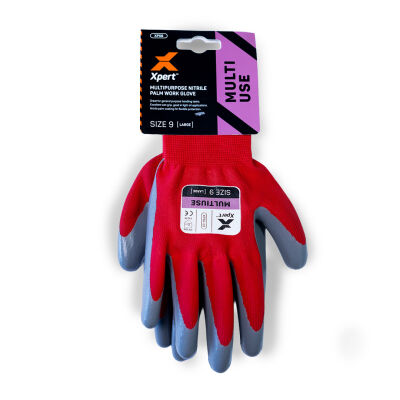 Xpert Core Multipurpose Nitrile Palm Work Glove Red/Grey - M