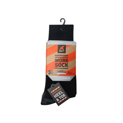 Xpert Core Comfort Work Sock 3 Pack Black/Grey