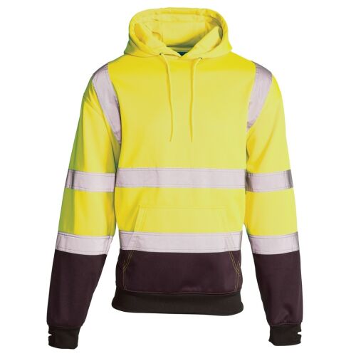 Hi-Vis Reflective 2-Tone Hooded Sweatshirt Yellow/Navy - S