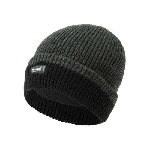 Thinsulate 2-Tone Ribbed Ski Hat Black
