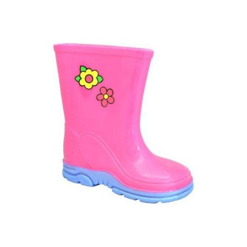 Kids Flower PVC Wellington Boot Pink/Lilac - EU19 / UK3 JNR